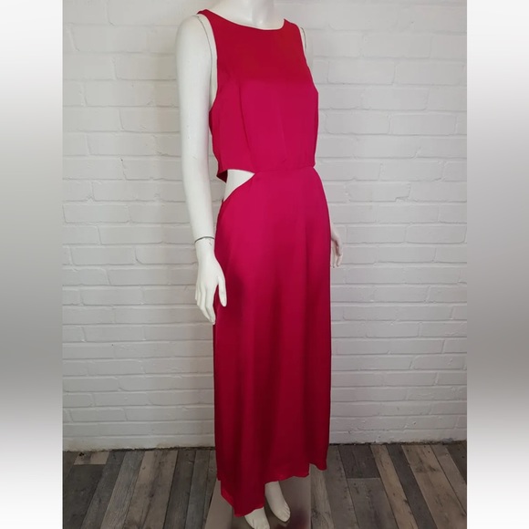 Anthropologie Dresses & Skirts - By Anthropologie Audrey Satin Midi Dress UK 16 US 12 Pink Cut Out BNWT